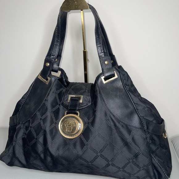 Versace Black Shoulder Bag with Gold Medallion - Picture 1 of 15